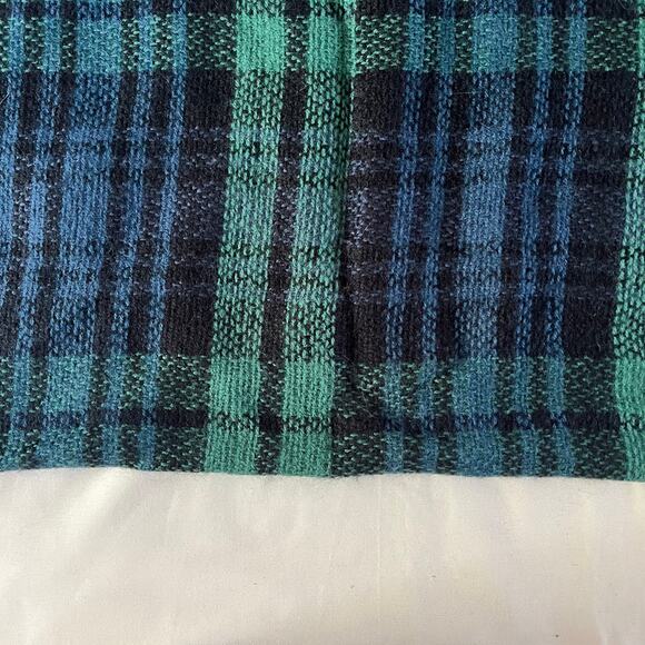 ModCloth Blue Green Plaid Fringe Blanket Scarf - Picture 4 of 7